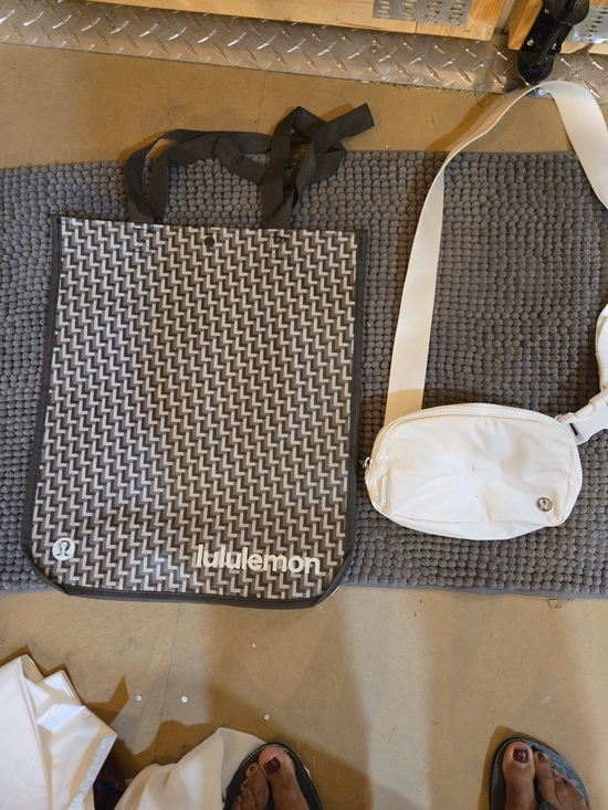 lululemon athletica Handbags - (35)lululemon athletica White Crossbody Bag with Gray Patterned Tote
